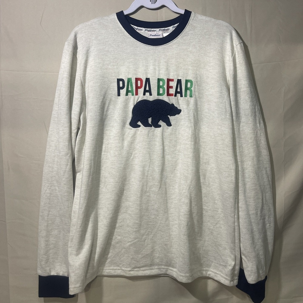 Dearfoams Papa Bear Men's Pajama Top Size Medium Long Sleeve Cozy Comfort